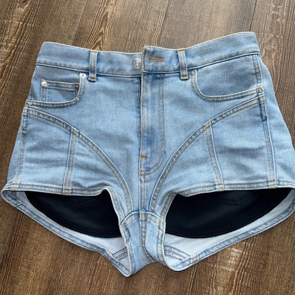 Mugler Light Blue Denim Shorts with Black Back Panels - Picture 5 of 5